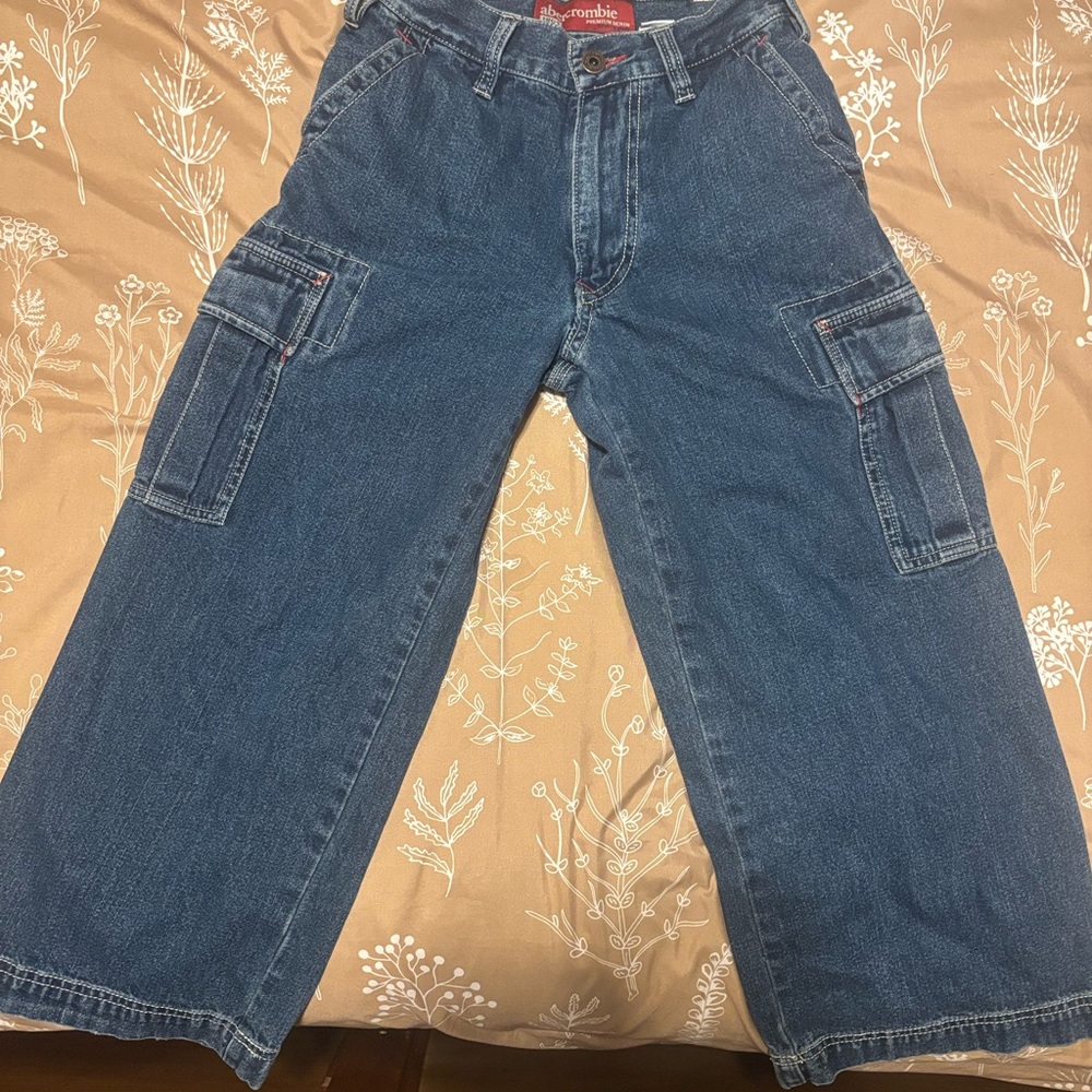 Vintage Abercrombie Kids Red Label Cargo Jeans – Y2K Style – Kids 7